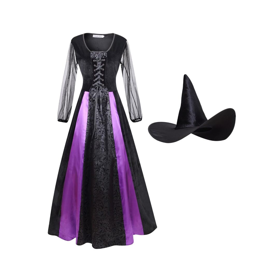 9016 Wicked Witch Costume Purple Long Sorceress Classic Dress 2X-Large
